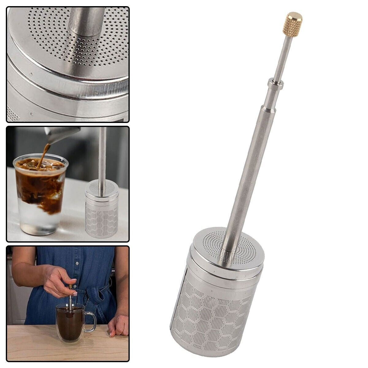 Stainless Steel French Coffee Tea Press Maker Portable Filter Reusable