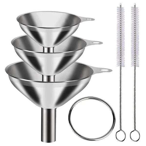 Stainless Steel Funnels Set S M L - Kitchen Liquid Oil Wine BottleUtility 5pcs