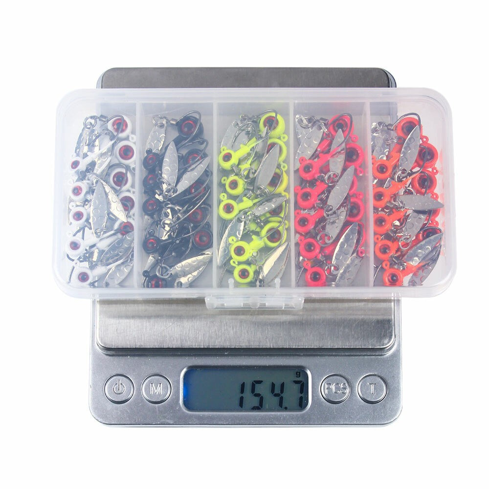 50pcs/box Spoon Lead Jig Head Fishing Hooks Crappie Lure Bait Kit Tackle Set