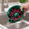 Self Spinning Berry Washing Bowl Automatic Swirl Fruit Colander with Drain Hole