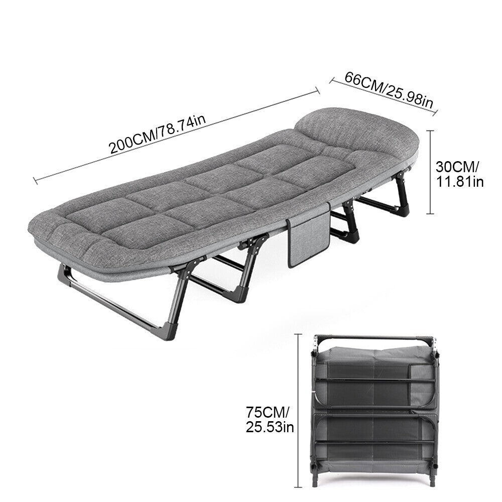 Portable Folding Guest Bed Sturdy Adjustable Folding Single Sleeper Bed W/ Mat