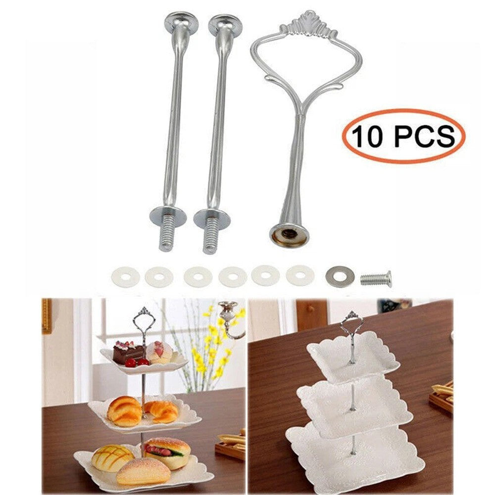 10X 3 Tiers Cake Plate Cupcake Stand Rack Fittings Handle Rod Wedding Party