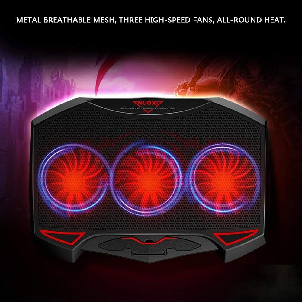 Quiet Laptop Cooler 3 Powerful Fans Gaming Cooling Mat Pad Stand Tilt 12-17" UK