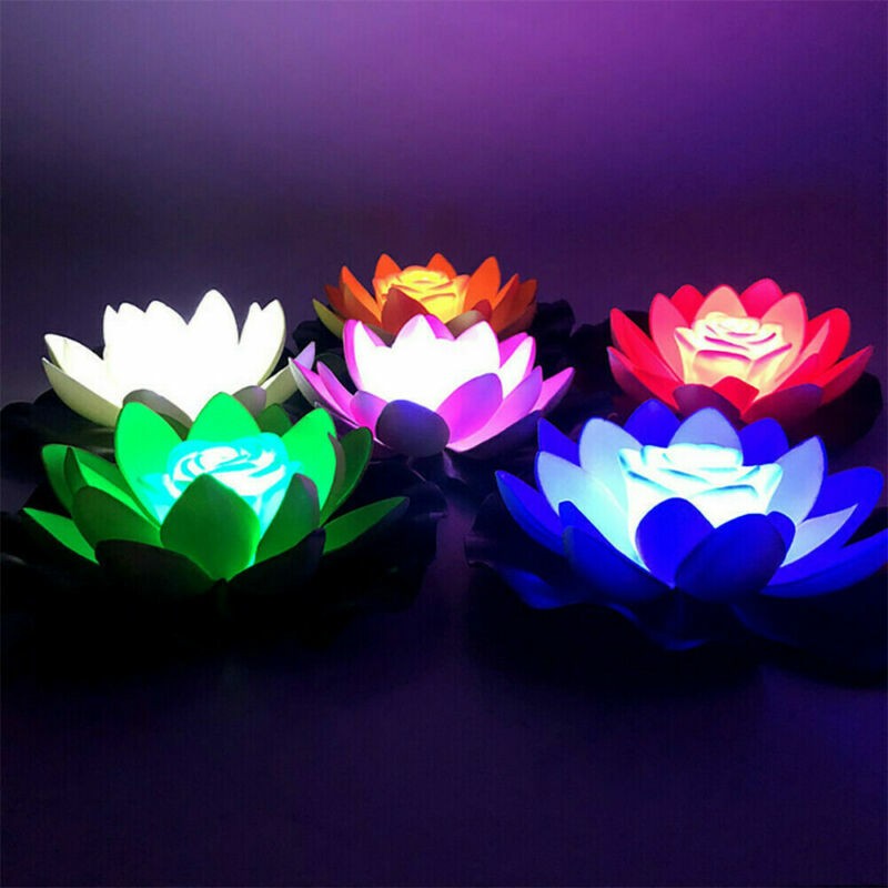 6PCS Floating Lamp Lily Pads Pool Decorative Pond Lights