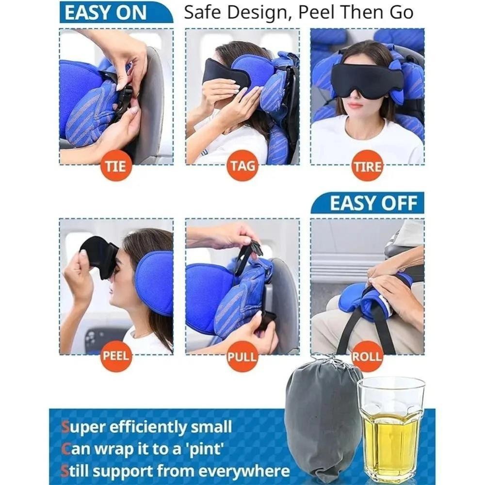 Travel Neck Pillow Airplane Support Headrest Long Flight Eye mask
