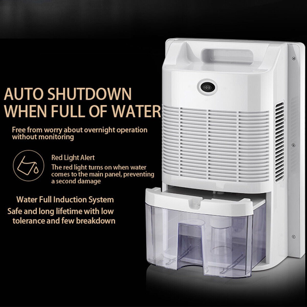 2.2L Large Dehumidifier Portable Quiet Home Air Dryer for Mould Moisture Damp