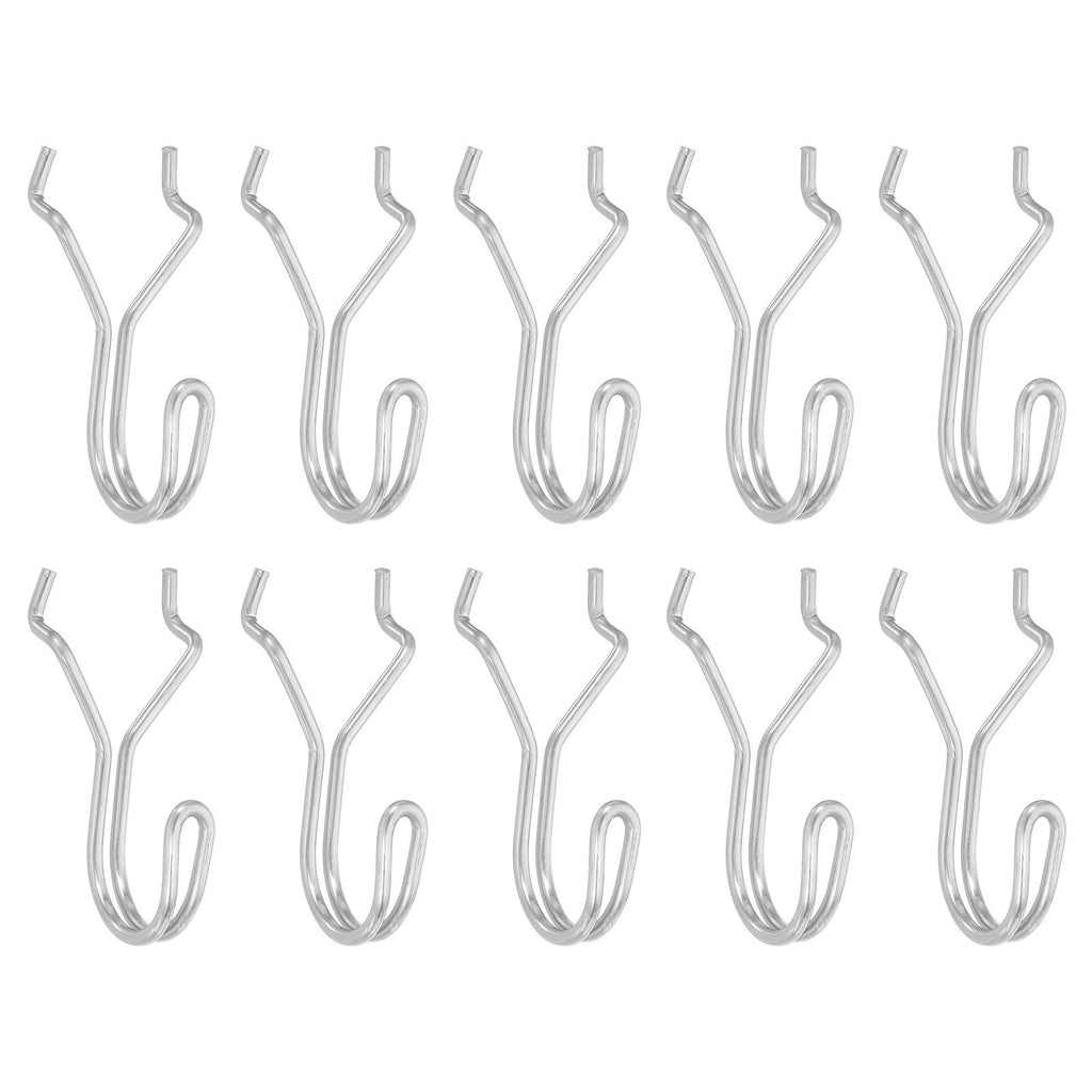 10Pcs Pegboard Hooks, 1-1.3 Inch Spacing Peg Board Display Hook, Silver