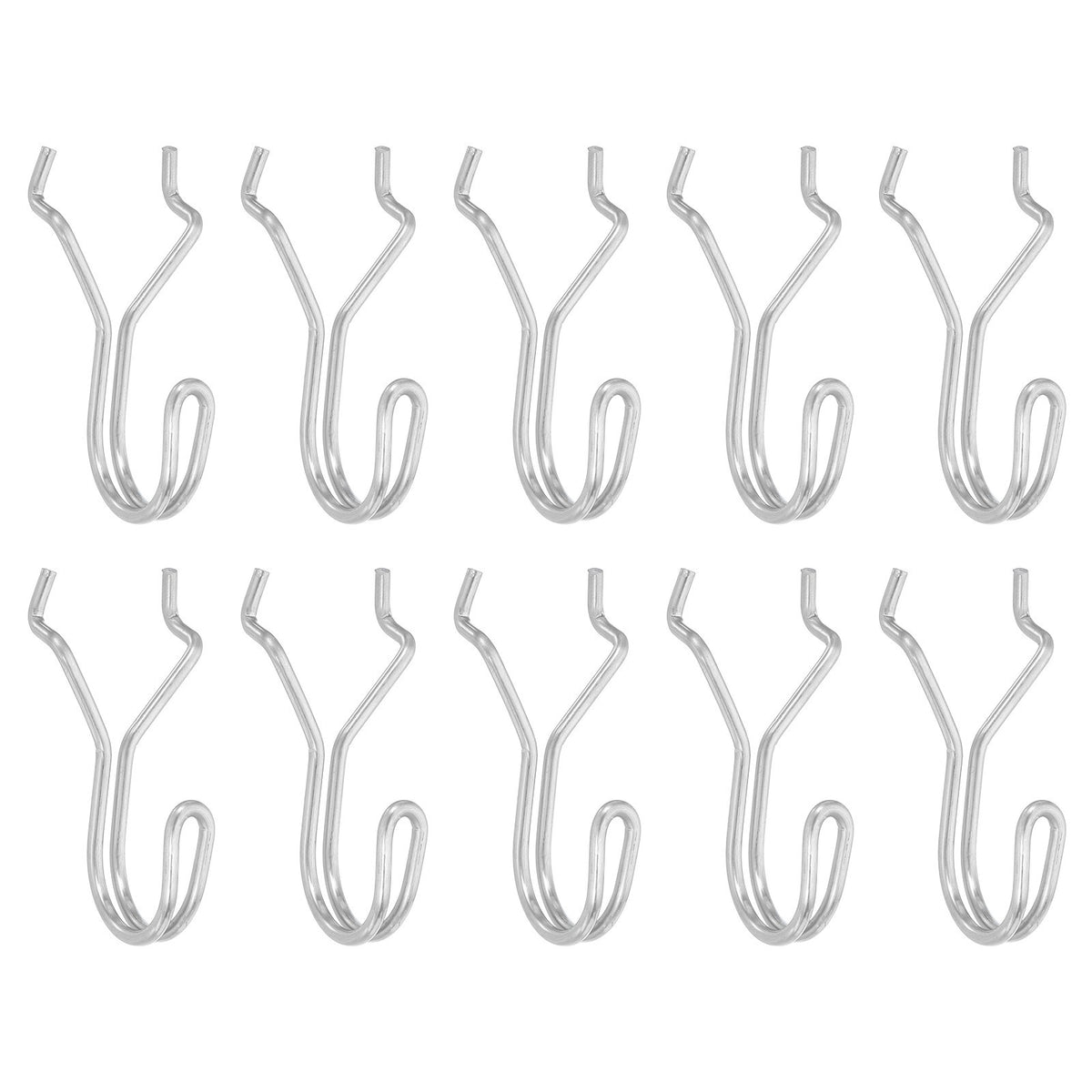 10Pcs Pegboard Hooks, 1-1.3 Inch Spacing Peg Board Display Hook, Silver