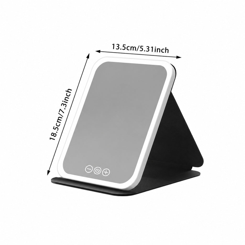 LED Rechargeable Makeup Mirror, 3 Color light, Touch Screen for Travel, Dimmable