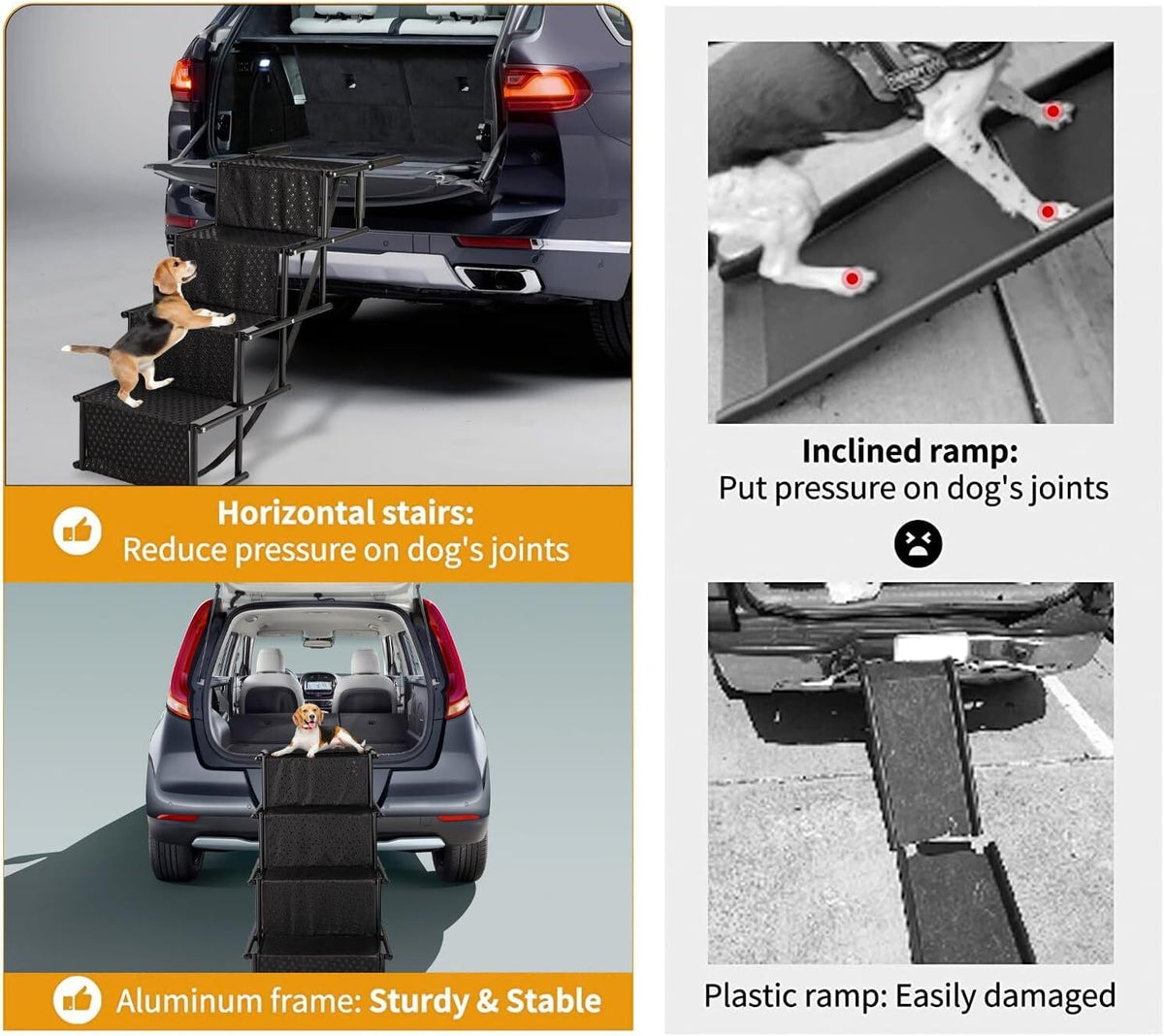 Portable Foldable Pet Dog Ramp Car Boot Access Steps Ladder Stairs Lightweight