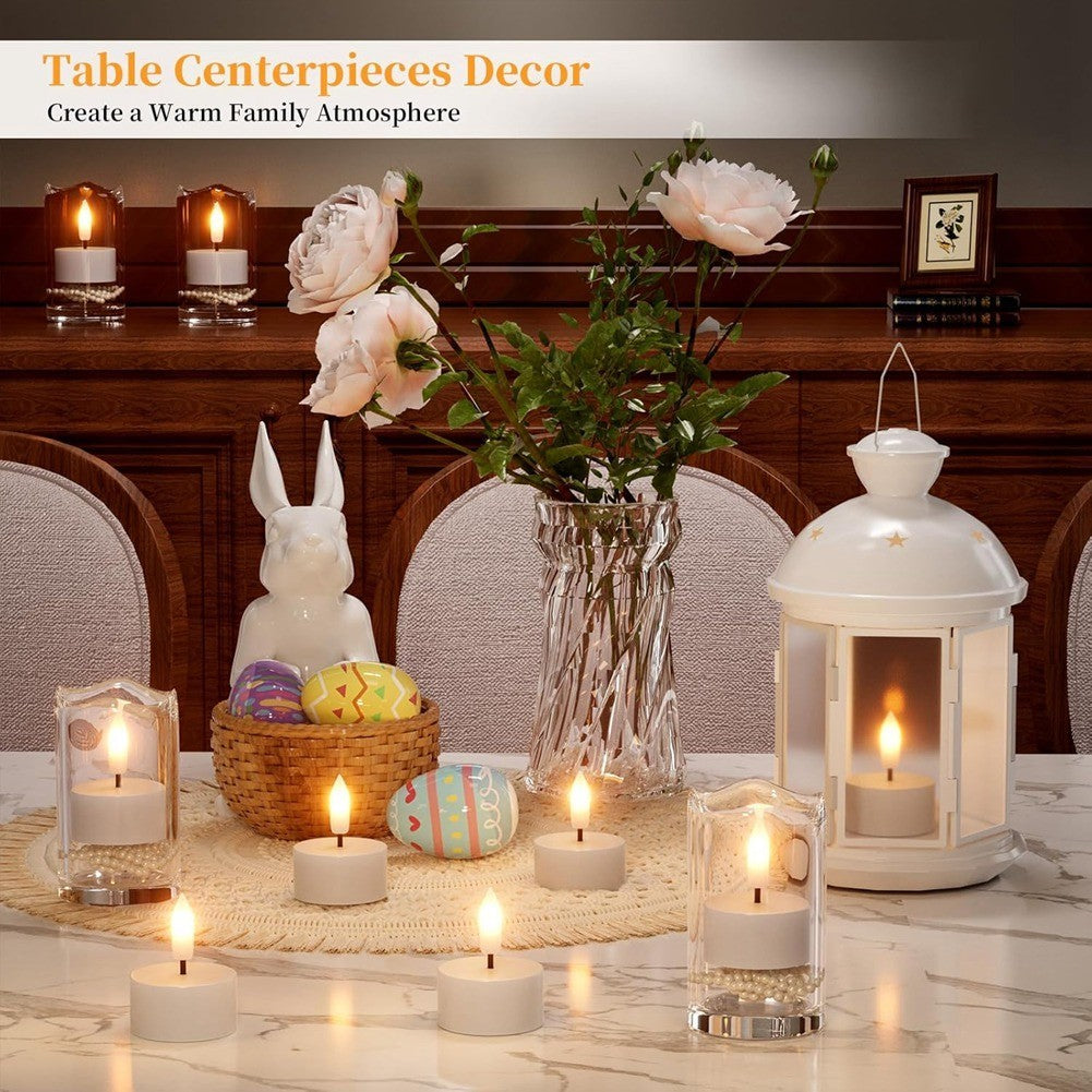 Rechargeable Flameless LED Tealight Candles 6 Pack With Charger Station
