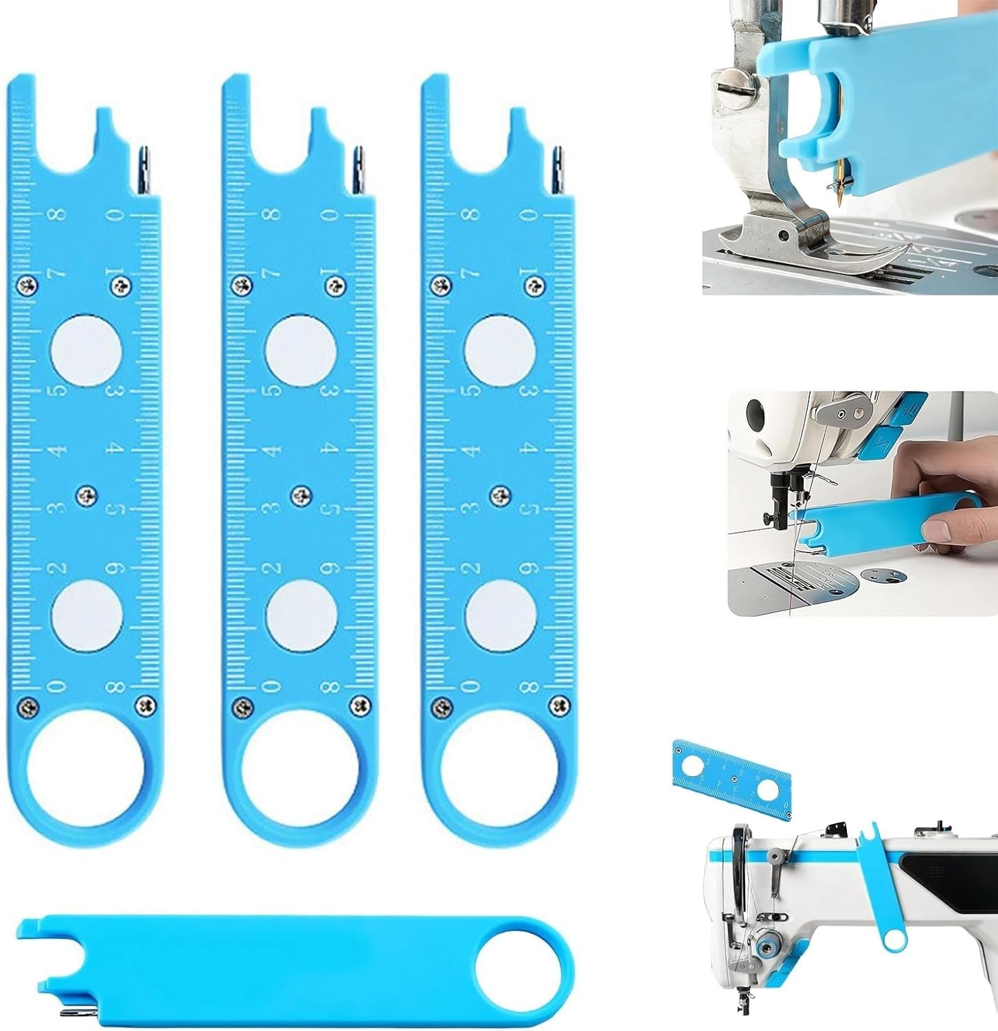 4-in-1 Needle Threader Magnetic Sewing Machine Tool with Magnifying Glass Ruler