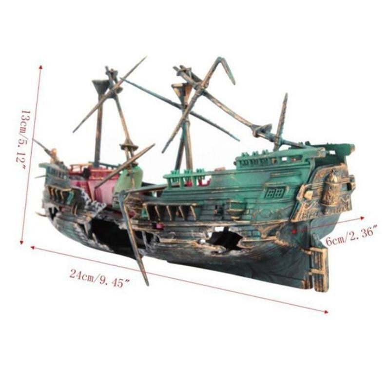 Large Wreck Sunk Ship Boat Destroyer Aquarium Cave Ornament Fish Tank Toys Decor