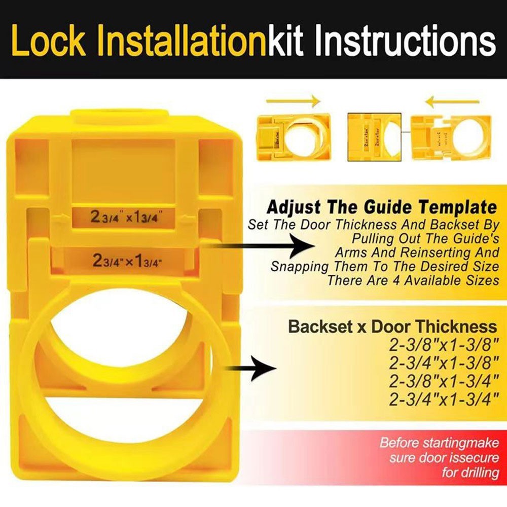 Door Lock Installation Kit  Adjustable Wooden Door Lock Fitting Tool Set