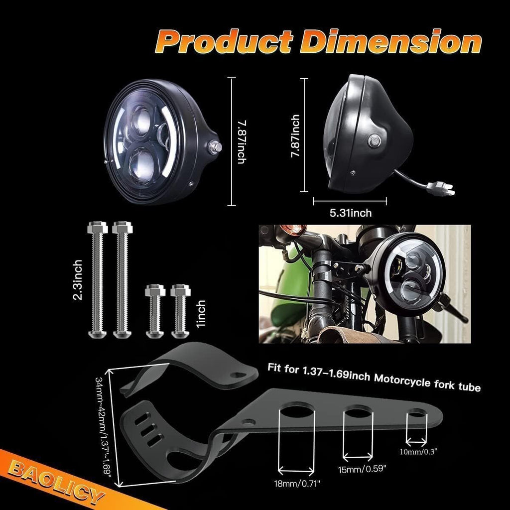 7" LED Motorcycle Headlight Round Headlamp For Harley-Davidson