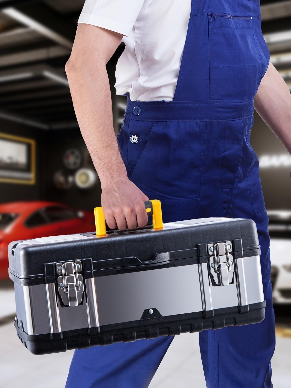 Stainless Steel Chest Storage Case + Removable Tray Heavy Duty Tool Box