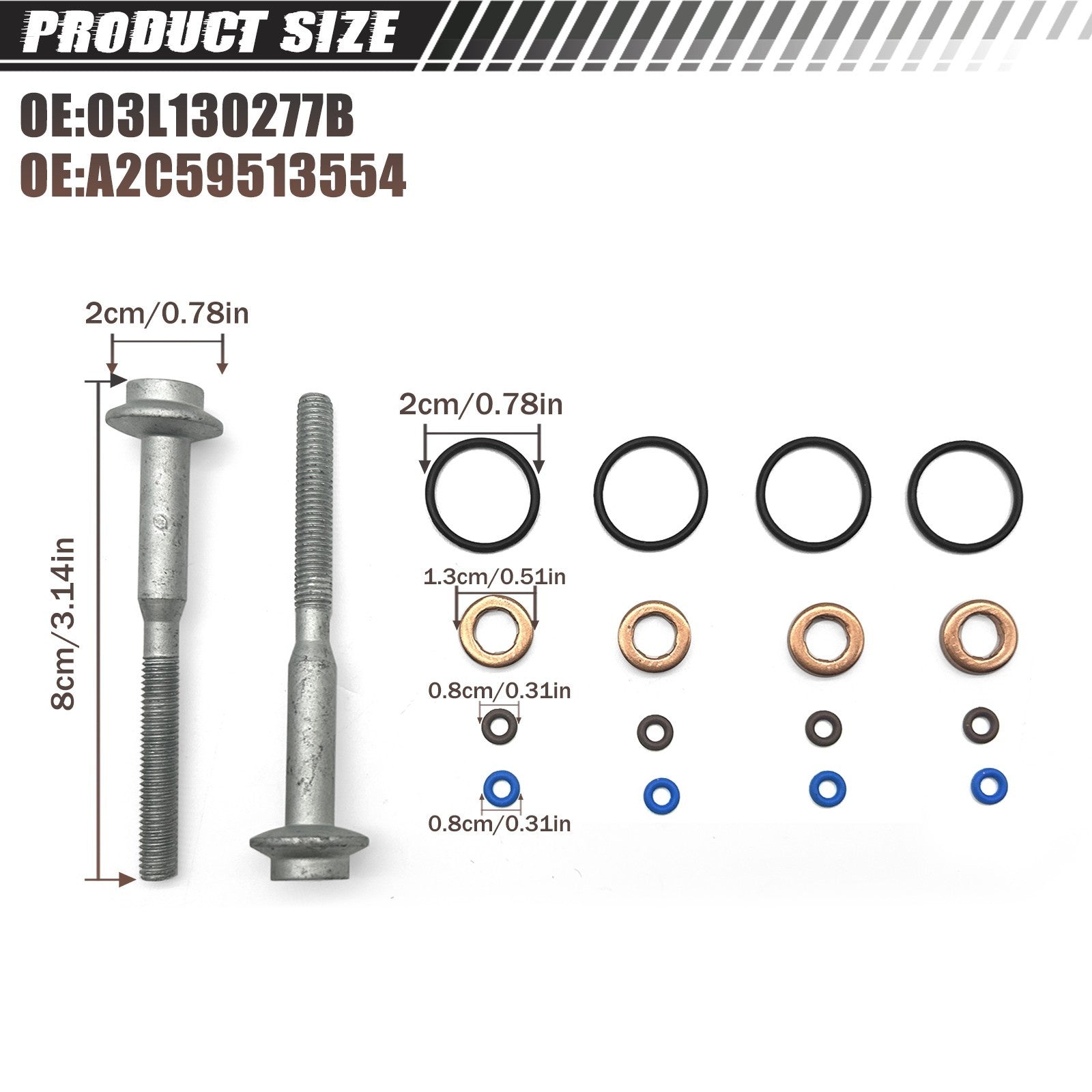 For Audi A1 A3 VW Caddy Golf POLO Skoda Seat 1.6 TDi Injector Seal Bolt Kits 18x