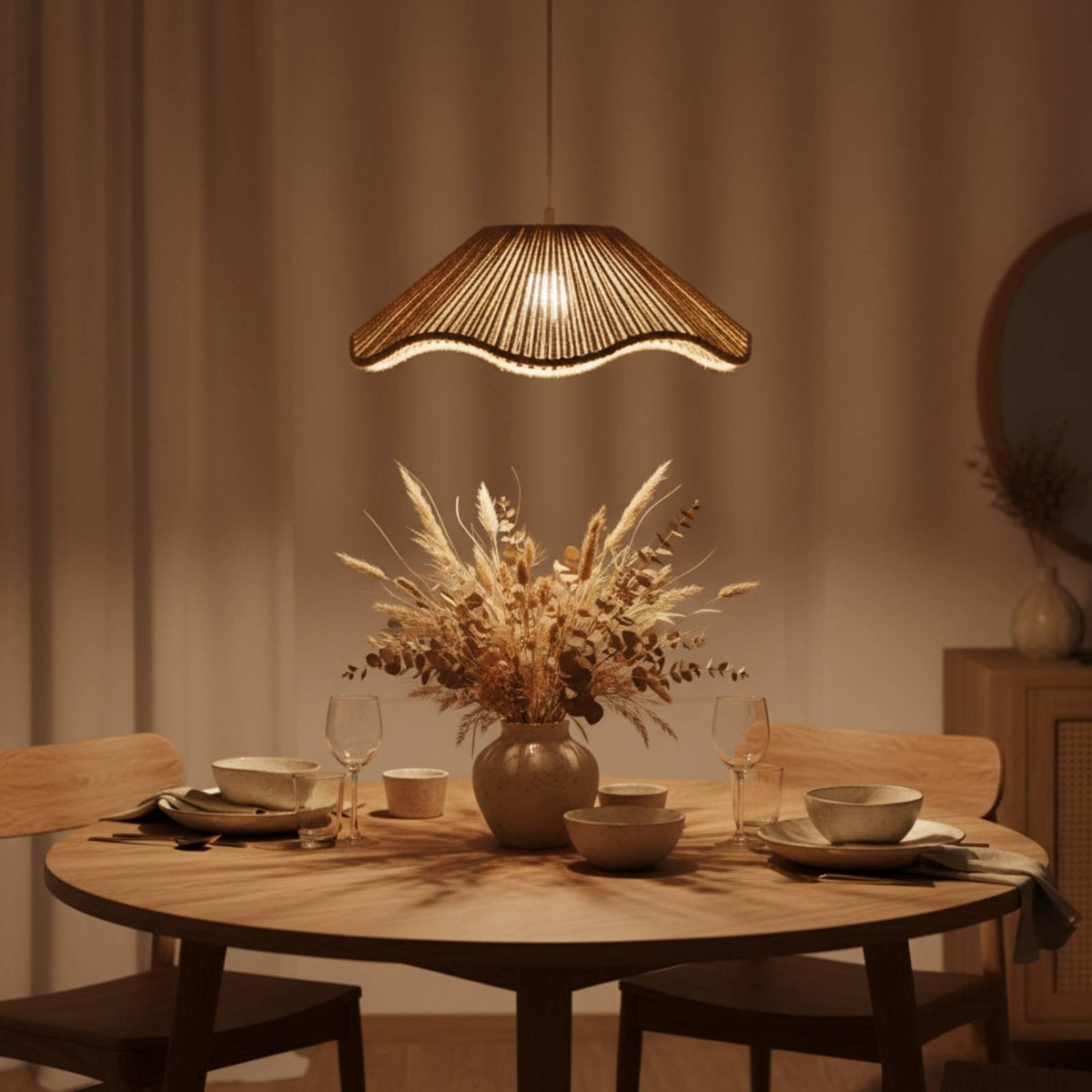 Straw Hat Lamp Shade Retro Home Lighting Handwoven for Guesthouse, Bar