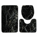 3PCS Marble Bath Mat Pedestal Set Non Slip Bathroom Mats Ultra Soft Toilet Rugs