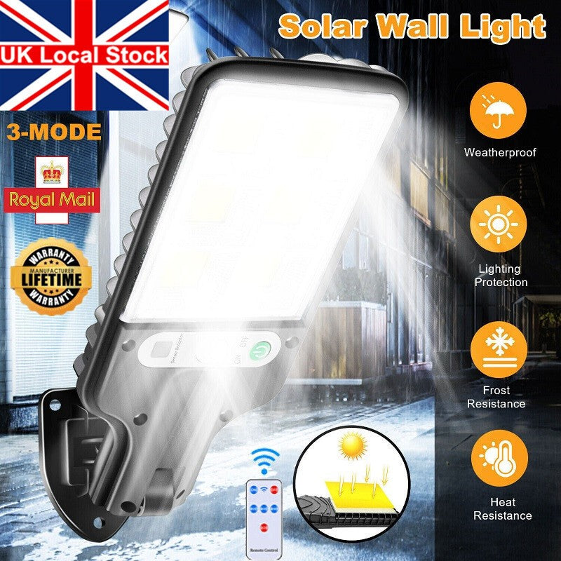 4PCS 6000W LED Solar PIR Motion Sensor Wall Light Security Garden Lamp W/Remote