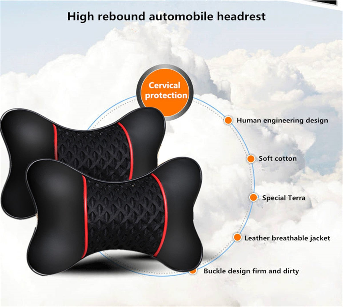 PU Leather Knitted Neck Support Cushion 2 Pack Car Seat Headrest Pillows
