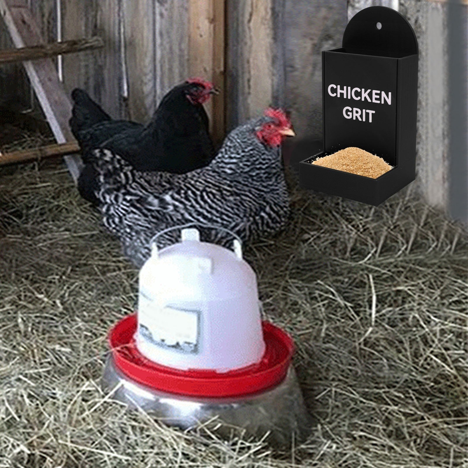 Chicken Grit Feeder Corner Hanging Feeding Device Trough Automatic Gravity