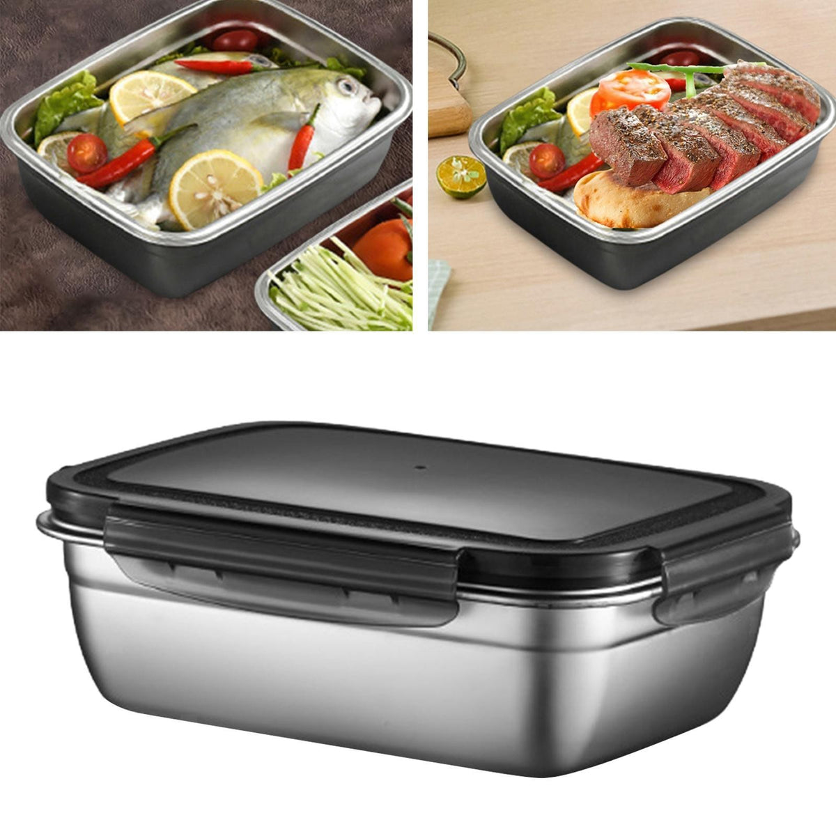 Stainless Steel Insulated Ice Cream Tub Food Storage Container Lunch Box Bento