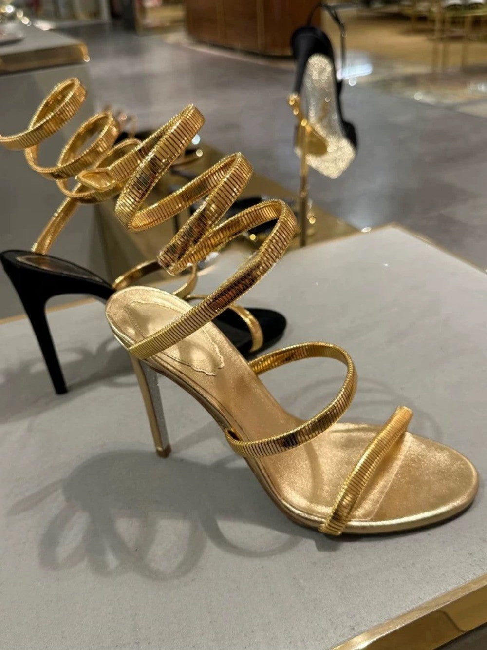 New Summer Women's Strap wrapped sandals Toe Barefoot Fine Heel Sandals.*