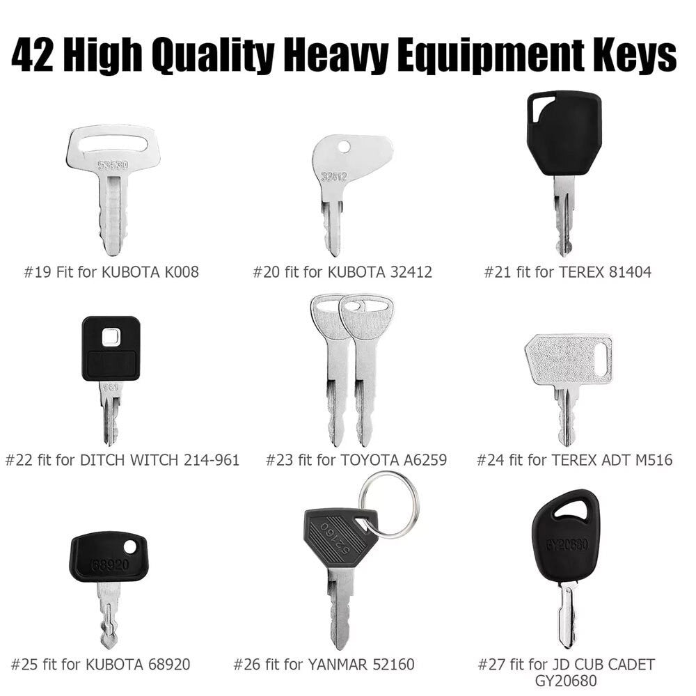 Construction Machinery Ignition Keys 42 Heavy Equipment Master Key Set