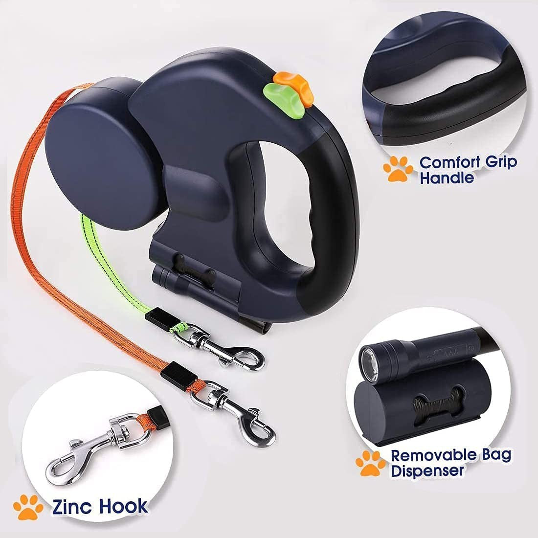 3M 360° Retractable Lead Leash Double Tangle Dual Doggie 2 Dog For Pet Dog