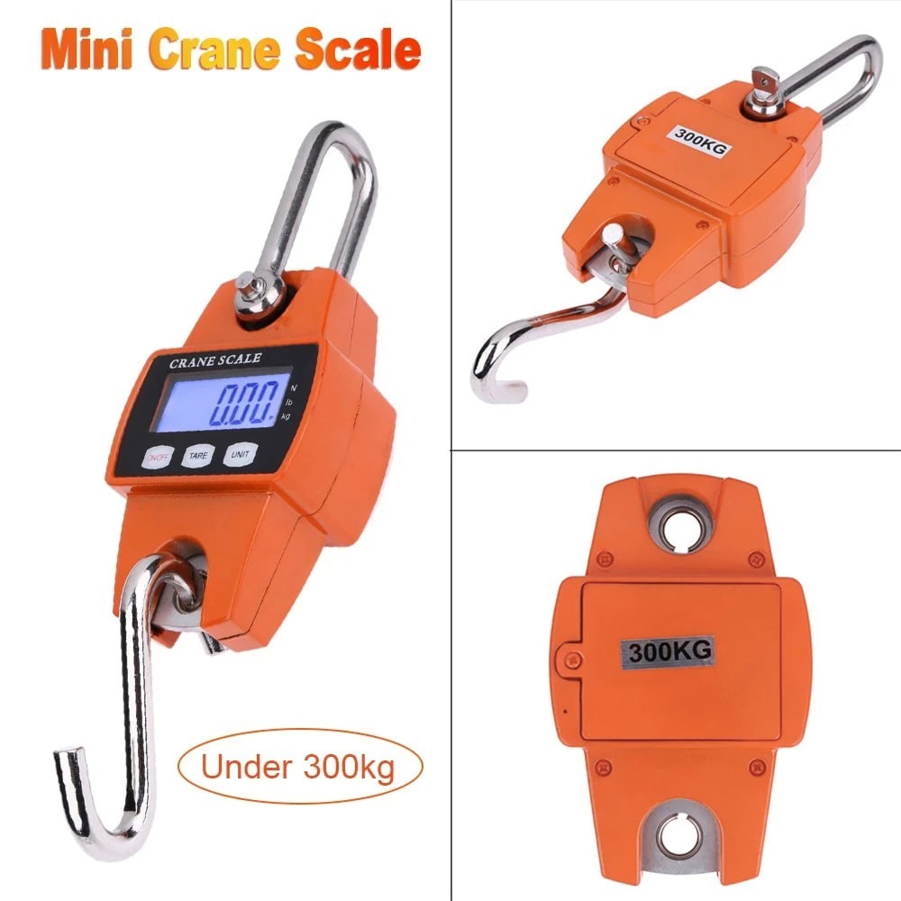 Mini 300kg Electronic Crane Scale LCD Display Portable Hook Hanging Weight Scale