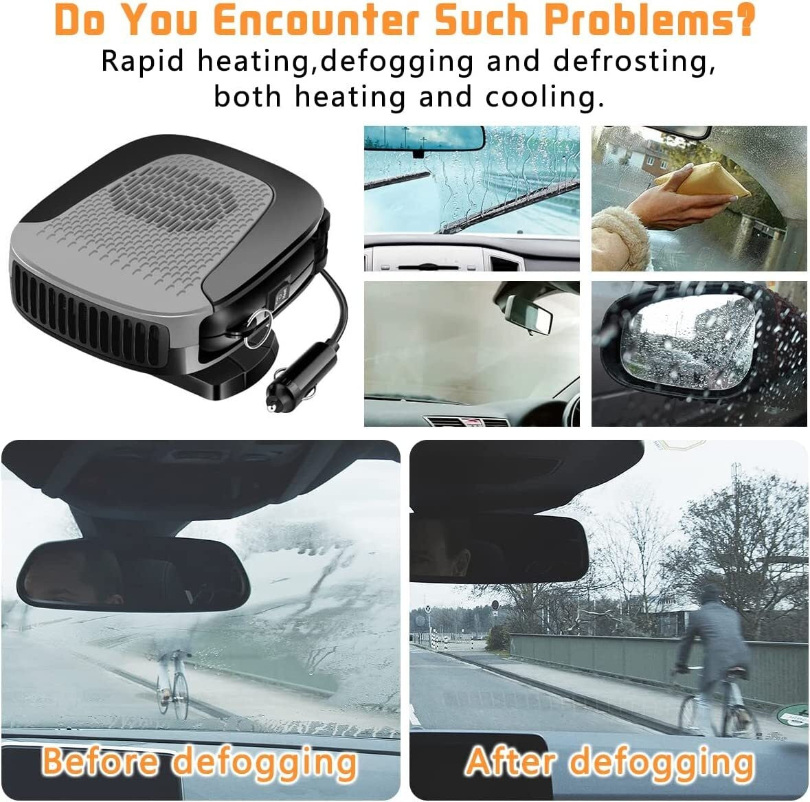 Portable DC 12V Electric Car Heater Heating Fan Defogger Defroster Demister