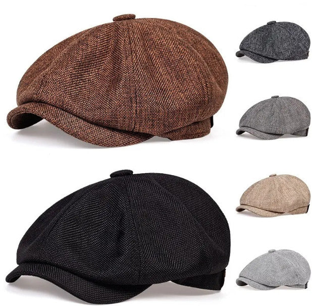 *Men* Cotton Newsboy Hat Retro Baker Boy Gatsby Cabbie Beret Flat Cap Casual Hat