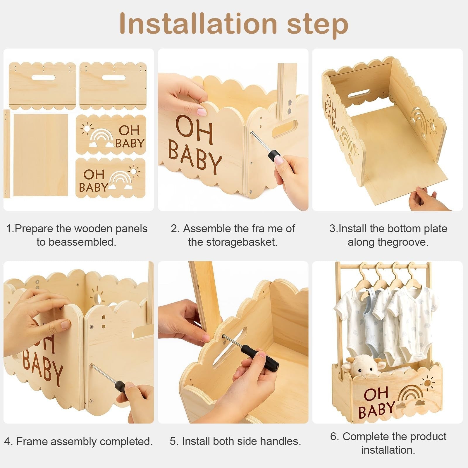 Wooden Baby Shower Basket ,Baby Basket with Handle,Baby Shower Gifts