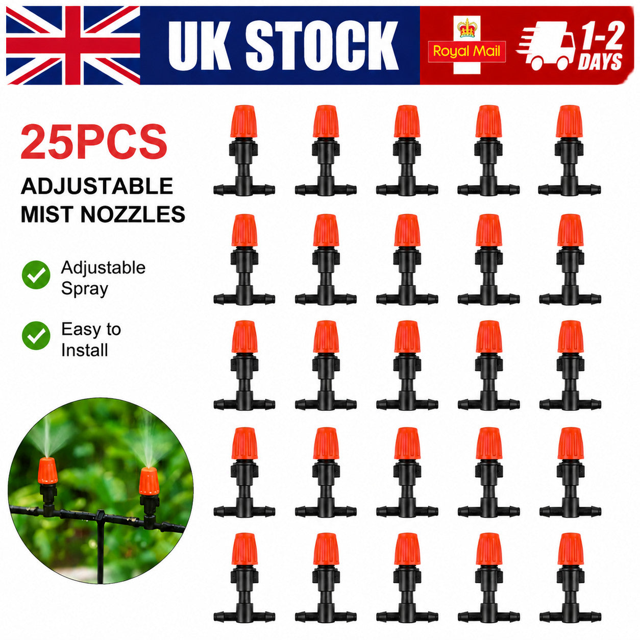 Garden Watering Nozzle 25Pcs Adjustable Dripper Micro Drip Irrigation System