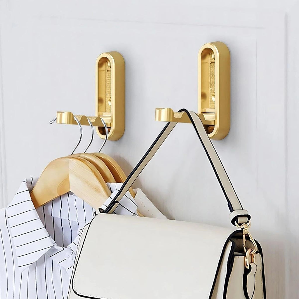 2X Folding Wall Hooks Wall Mount Clothes Hanger Hooks Coat Hooks Bathroom Towel