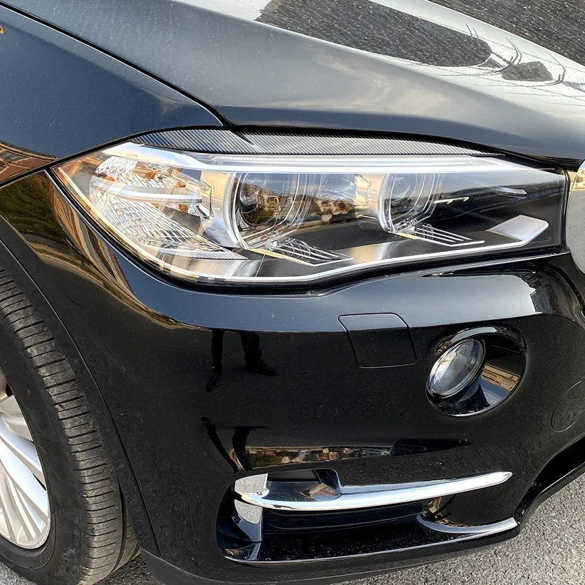 Front Headlight Eyebrow Eyelid Trim For BMW X5 F15 X6 F16 2014-2018 Gloss Black