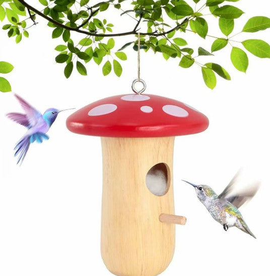 2x Hummingbird House Wooden Hand Craft Ornament Outdoor Garden Patio Decor