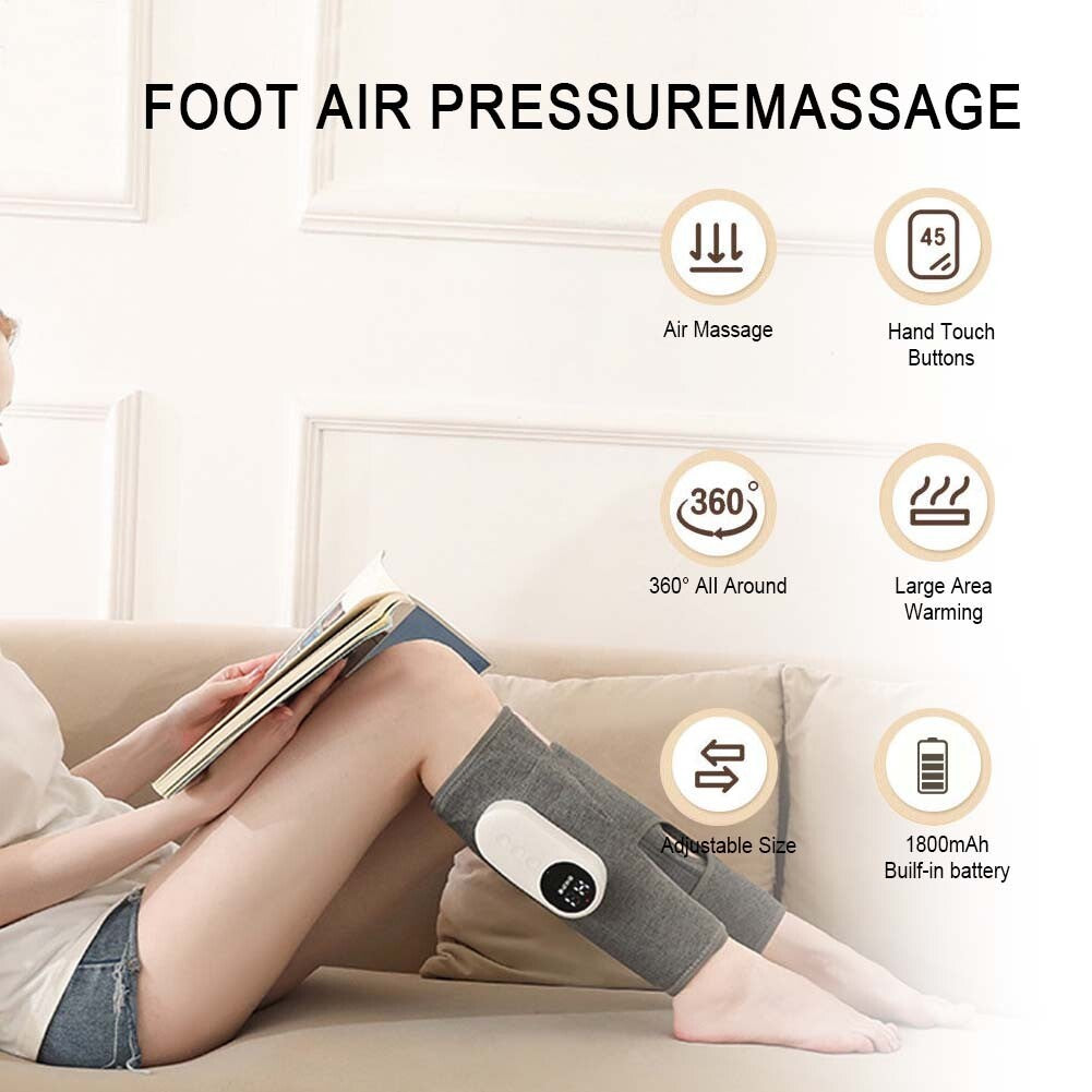 Air Compression Leg Calf Massager with Heat for Varicose Veins, Relieve Swollen