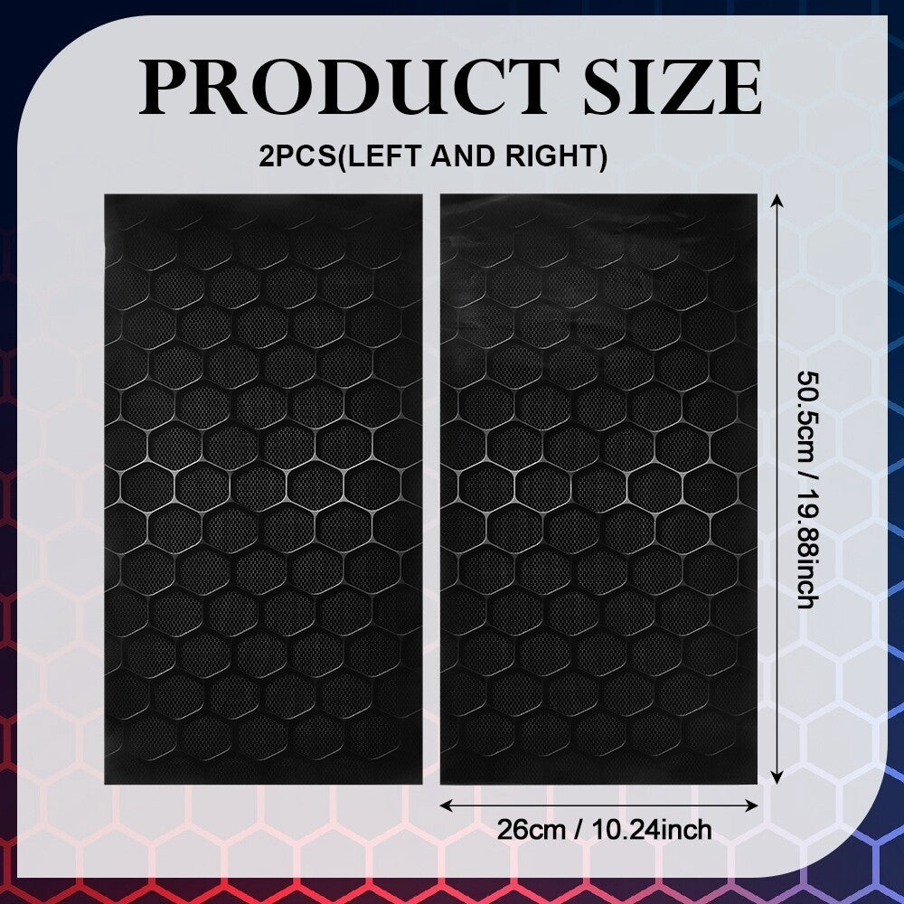 2x Car Center Pillar Honeycomb Print Window Door PVC B-Pillar Decals Wrap Black