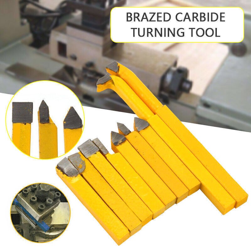 9 pcs 8mm Carbide Tip Tipped Lathe Metal Cutter Bit Turning Milling Cutting Tool