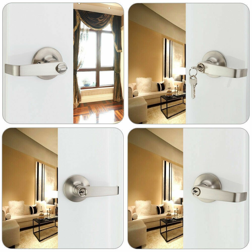 Home Entry Lever Set Bathroom Entrance Passage Three-Handle Door Lock With Key