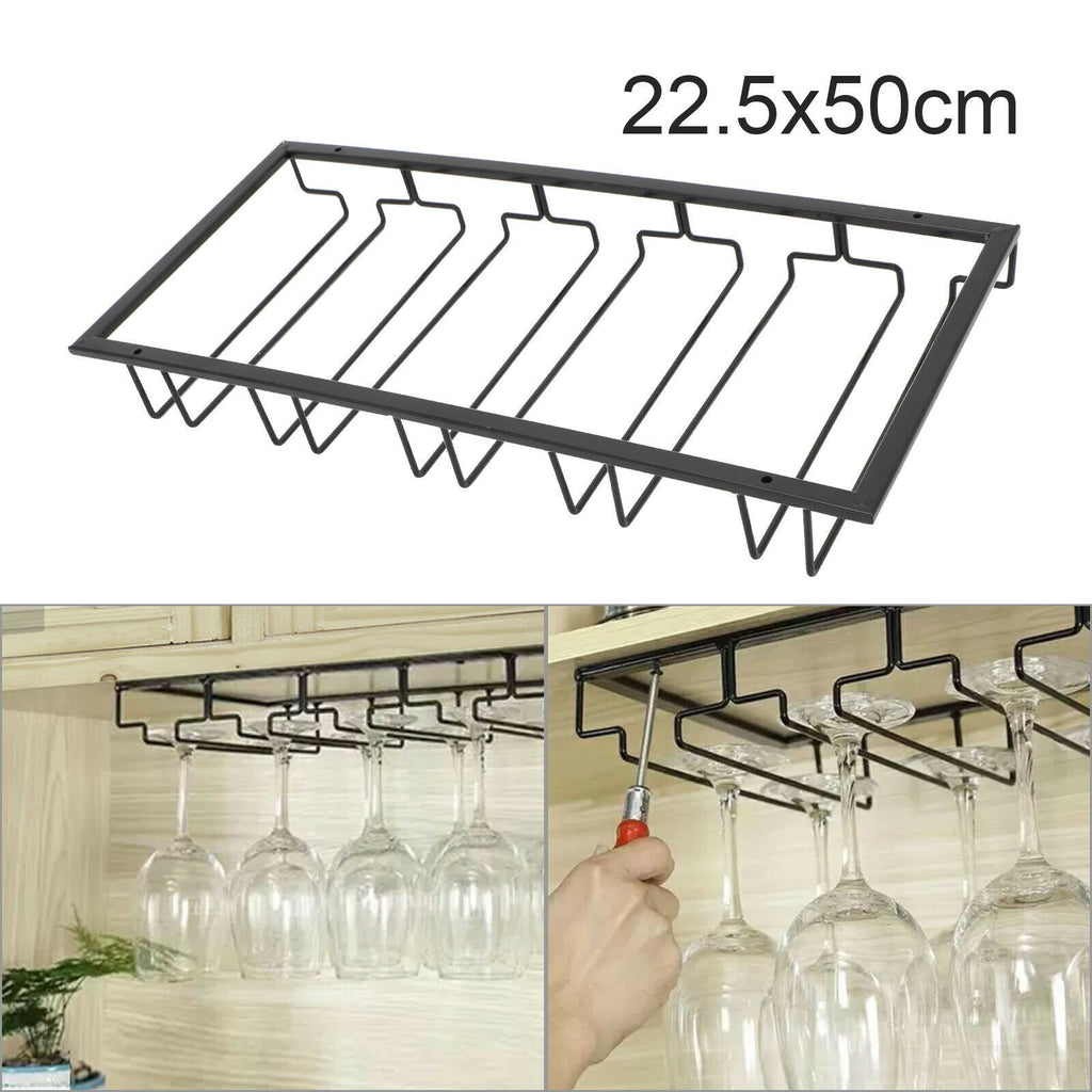 5 Rows Wine Glass Rack Under Cabinet Stemware Rack Wine Glass Cup Organizer