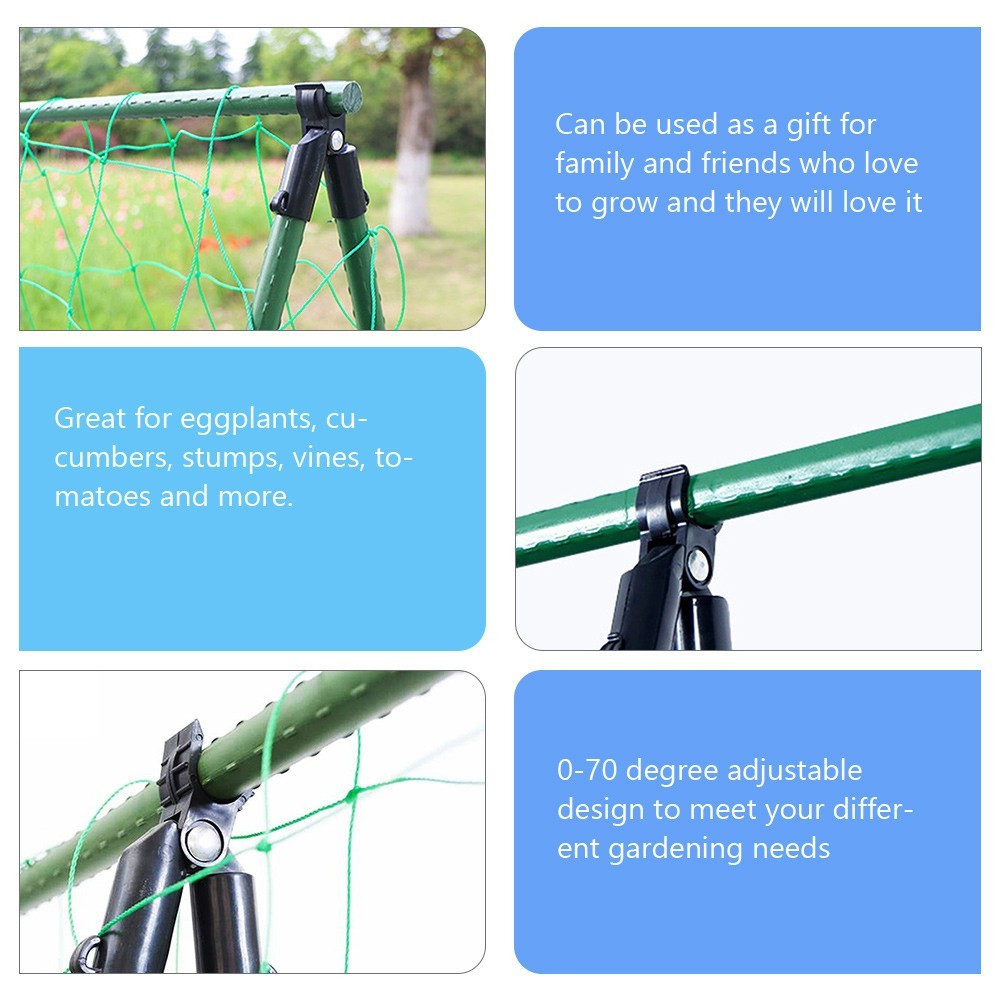Garden Cane Connectors 10 Pcs for Netting Support Poles Clip Stake Black Plastic