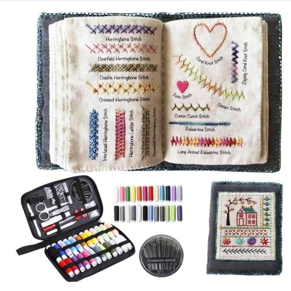 Embroidery Stitch Book Kit,106 Patterns With Tools&Tutorials, 86pcs Beginner Kit