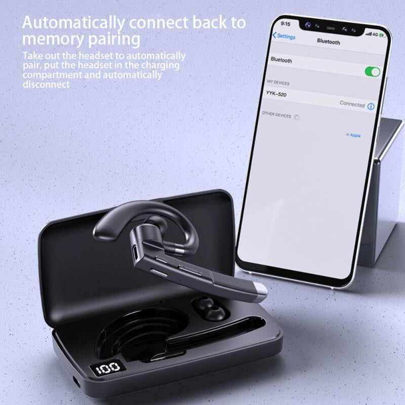 Wireless Trucker Headset Bluetooth 6.1 Earpiece Dual Mic Noise Cancelling Earbud