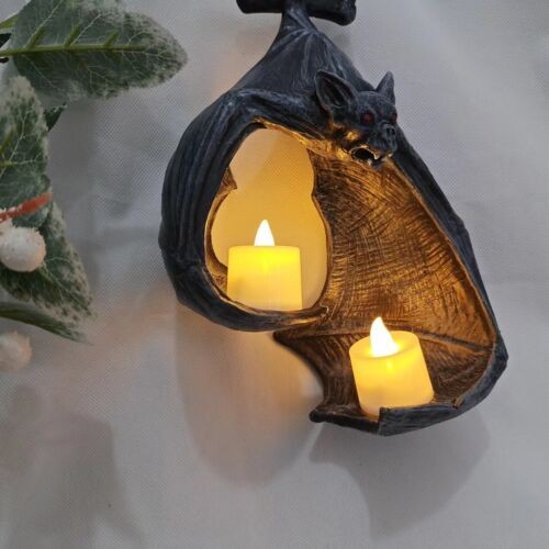 Bat Wall Tealight Holder Statue Sculpture Halloween Home Garden Wall Decor Resin