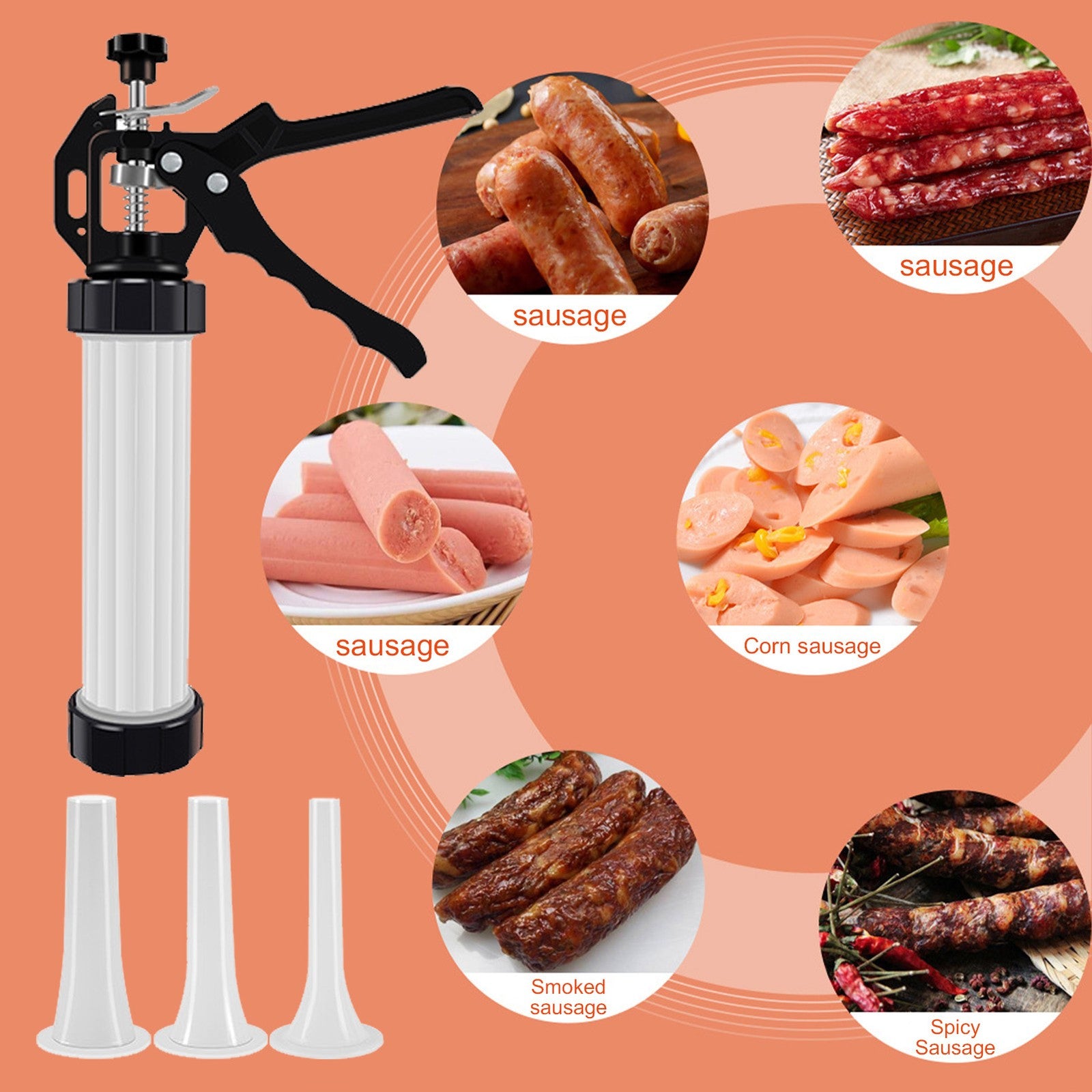 Food Grade Quality Manual Sausage Maker Meat Stuffer Filler Hand Operated Salami