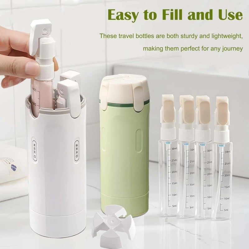 Portable 30ML Travel Toiletry Bottles 4 Pack 4 In 1 Dispenser Container
