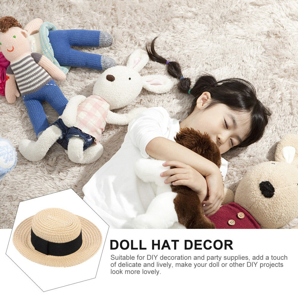 1 Pc Hand-woven Straw Hat Doll Clothes Decor Accessory Doll Straw Hat Decor
